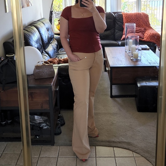 Escada flare leg beige heart design at the waist pants/jeans Sz 40 - Picture 2 of 13